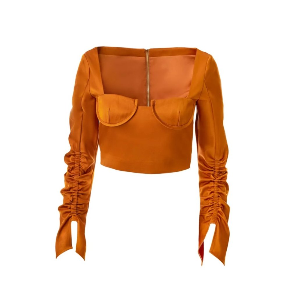 Cognac Bustier Top by Hilary MacMillan